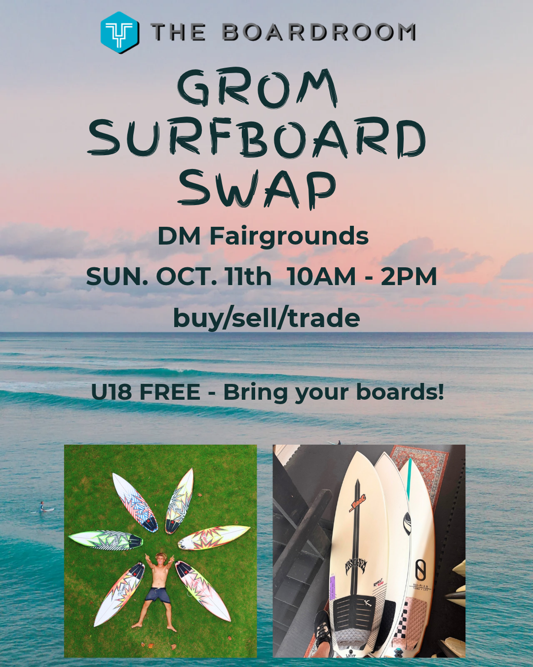 A surfboard swap for u18 groms